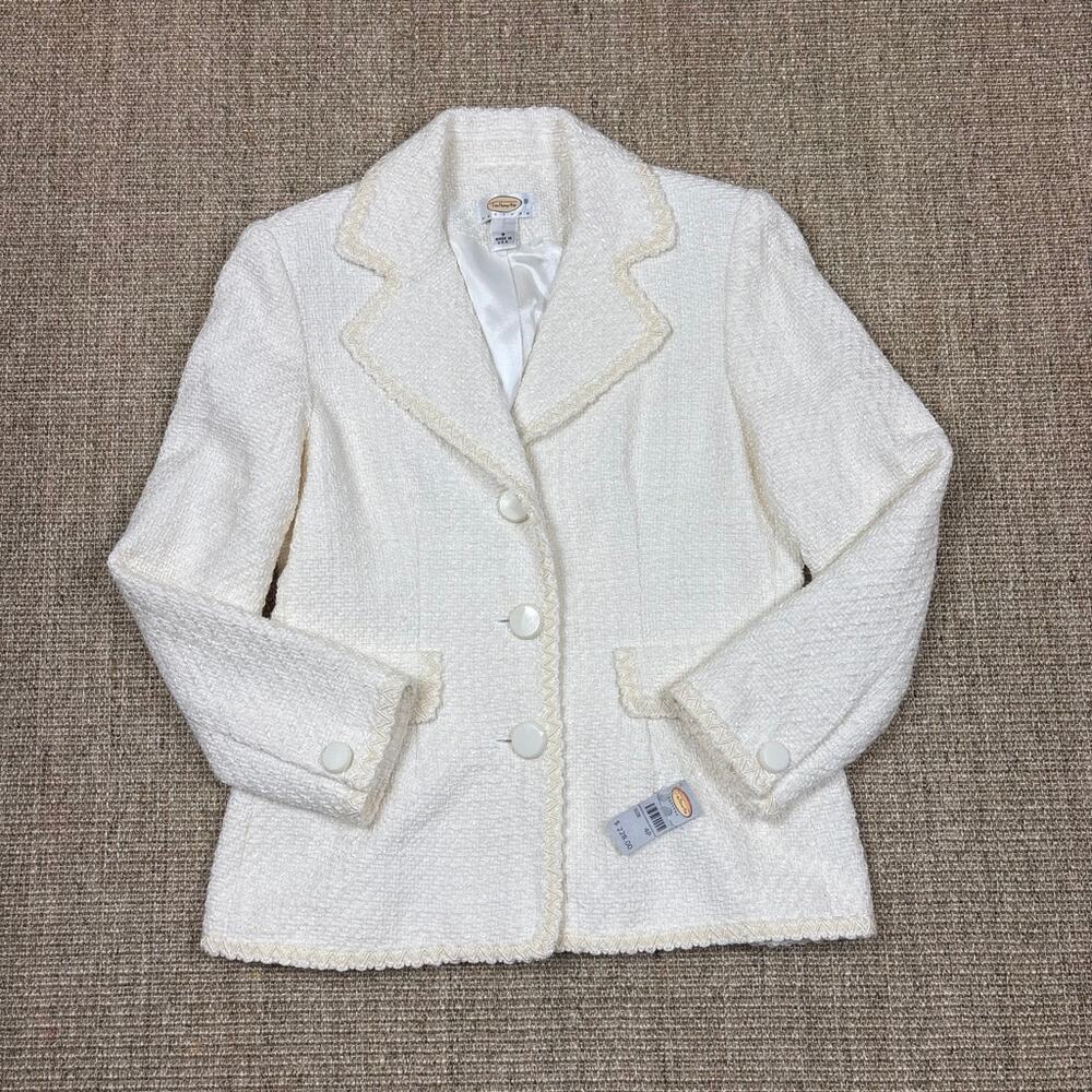 🤍✨ Talbots NWT Tweed Blazer | 4 Petite | Ivory Cream